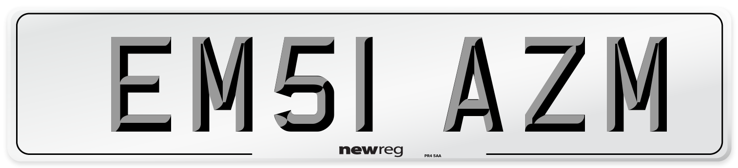 EM51 AZM Number Plate from New Reg